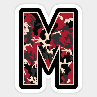 Initial Capital Letter M Camo Alphabet Gift Women Men Kids Sticker